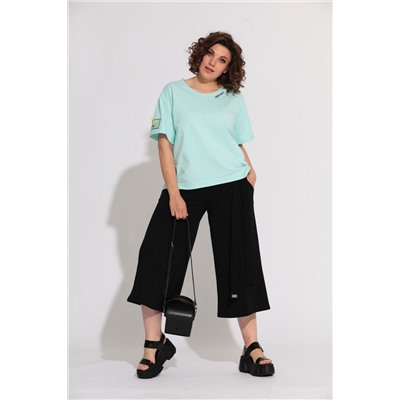 BegiModa 3013 мятный_с_черным, Блуза,  Кюлоты