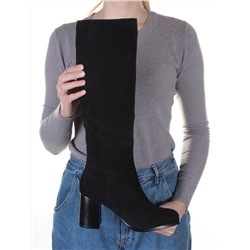 K83-B1 BLACK Сапоги зимние женские (натуральная замша, натуральный мех (евромех)) размер 36