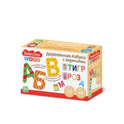 Развивающая игра «Азбука деревянная с заданиями» Baby Toys Wood