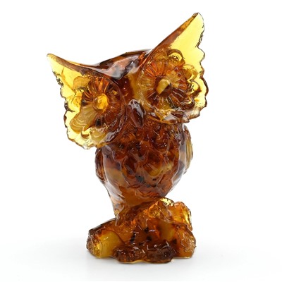 Фигурка сувенир с янтарем Филин большой 70*40*103мм, 97г