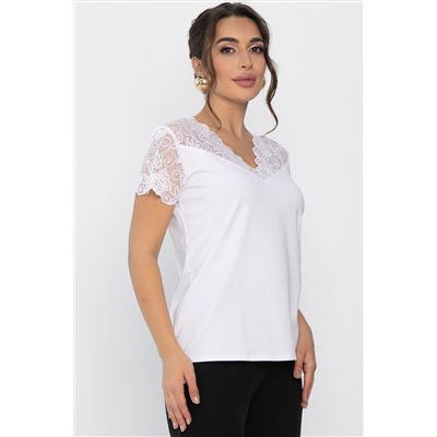 Блуза с кружевом Инь-Янь (белая) Б14256-18М