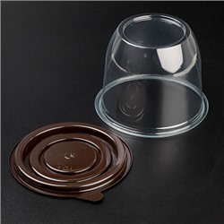 Контейнер для пирожного круглый, коричневое дно, 132*103 мм