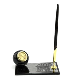 Письменный набор из обсидиана "Евро" 160*90*70мм.