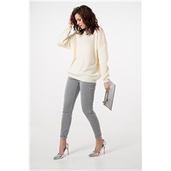 Джемпер вязаный свободный из хлопка с длинным рукавом ванильный