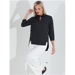 Блузка черная с декоративными пуговицами