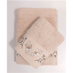 Махровое полотенце "Бабочки"-БЕЖЕВЫЙ 50*90 см. хлопок 100%