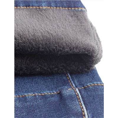 Джинсы-трубы из эластичного денима на флисе