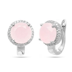 Серьги из серебра розовый кварц, МЦВ1046