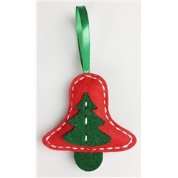 Мягкая елочная игрушка из фетра «Домик, елочка, колокольчик» своими руками