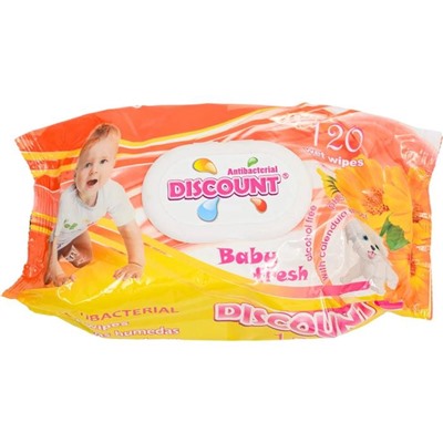 Влажные салфетки АКАМА DISCOUNT  120шт Календула и вит.Е д/детей  (с клапаном)