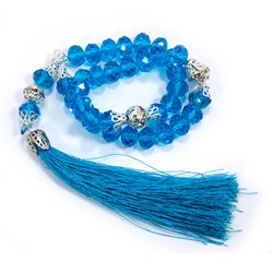 Чётки мусульманские SEW3908-71-7 ГОЛУБЫЕ искусственный хрусталь (33 бусины), 1 шт.