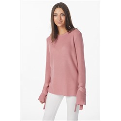 Джемпер вязаный прямой без воротника розовый