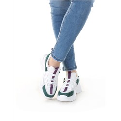 DMG08-3 WHITE/GREEN Кроссовки женские (нат.кожа, нат.замша, текстиль) размер 39