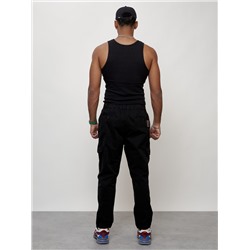 Джинсы карго мужские с накладными карманами черного цвета 2422Ch