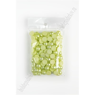 Бусинки половинки под жемчуг 10 мм 50 гр (SF-1448) светло-салатовый