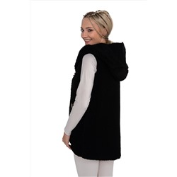 Жилет ЭКО с КАПЮШОНОМ черный