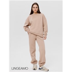 Женские брюки оверсайз из футера с начесом Lingeamo кофейные КБ-25 (3)