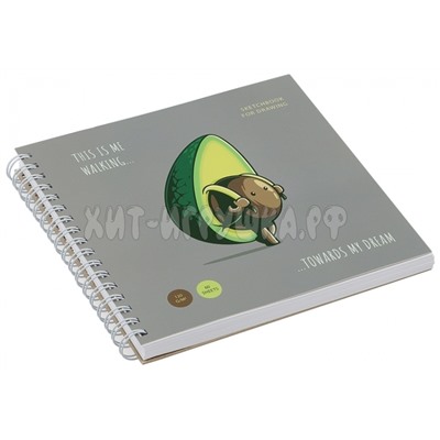 Скетчбук 60 л. 150*150 мм на гребне, 120г/м2  "Avocadreams" MESHU MS_44873, MS_44873