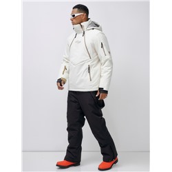Горнолыжный костюм анорак мужской зимний белого цвета 389Bl