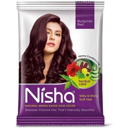Nisha BURGUNDY RED Natural Henna Based Hair Color (Натуральная краска для волос на основе хны с травами БУРГУНДИ КРАСНЫЙ, Ниша), 15 г.