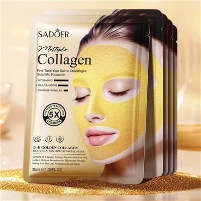 Антивозрастная гидрогелевая маска для лица с 24К золотом, коллагеном и пептидами BIOAQUA