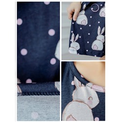 Платье Лето зайки на темно-синем