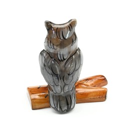 Скульптура из селенита "Сова на ветке" 85*45*75мм