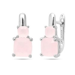Серьги из серебра розовый кварц, МЦВ169