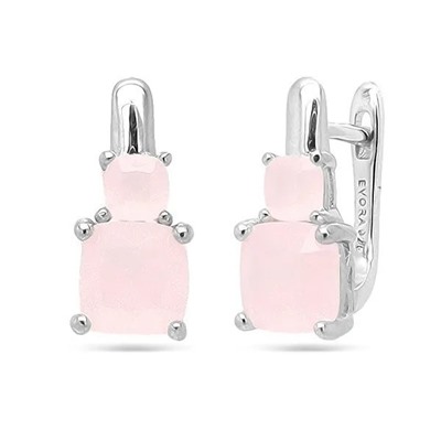 Серьги из серебра розовый кварц, МЦВ169