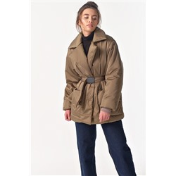 Куртка демисезонная с поясом грецкий орех