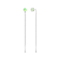 Серьги из серебра лунный камень зеленый, Ю-28001р