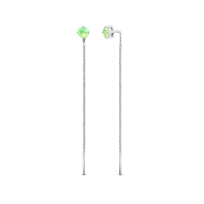Серьги из серебра лунный камень зеленый, Ю-28001р