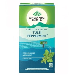 TULSI PEPPERMINT, Organic India (ТУЛСИ ПЕРЕЧНАЯ МЯТА, антистресс и свежесть, Органик Индия), 25 пакетиков.
