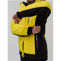 Горнолыжная куртка женская зимняя желтого цвета 027J