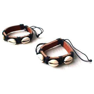 Браслет кожа нить с ракушками SH 490715
