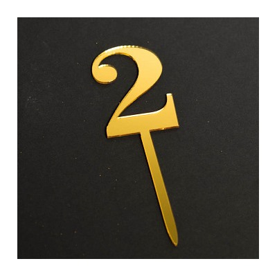 Топпер "Цифра 2" золото 3*5 см