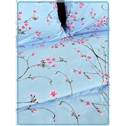 Постельное белье Шуйская бязь Сакура голубая 6698-1