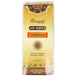 Ace Scents CEDARWOOD Natural Masala Incense Sticks, Aromatika (КЕДР натуральные ароматические палочки, Ароматика), 100 палочек.