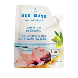 MUD MASK For Face, Body & Hair with ARGAN OIL & HONEY, Juman (Грязевая маска для лица, тела и волос С АРГАНОВЫМ МАСЛОМ И МЁДОМ), 150 г.
