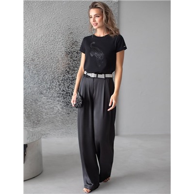 Нарядная футболка с принтом из премиального хлопка с эластаном