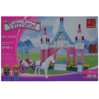 Конструктор Fairy Land 249дет. Замок, лошадь с колесницей  25*18cм / коробка 24502