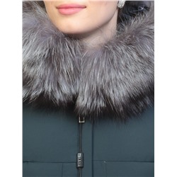 027N Пуховик женский зимний (тинсулейт, натуральный мех чернобурки) размер S - 42 российский