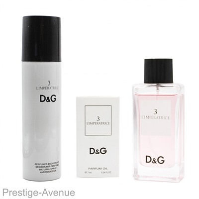 Подарочный набор Дольче & Габбана 3 L'Imperatrice for woman 3 в 1 150 ml x 7 ml x 100 ml