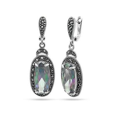 Серьги из серебра марказит, мистик циркон, SL-AGA6