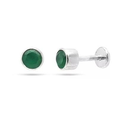 Серьги из серебра зеленый агат, Ю-25013р