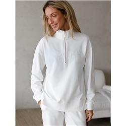 Джемпер с воротом на молнии из  футера двухнитки с эластаном