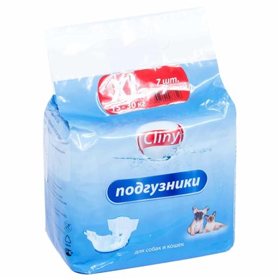 Подгузники Cliny для собак и кошек 15-30кг X L (7шт) K205АГ