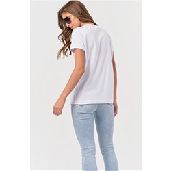 Футболка трикотажная прямая с надписями белая