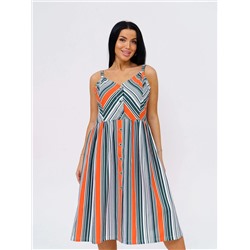 Сарафан женский Текс-Плюс, цвет зеленый оранжевый белый