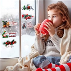 Набор наклеек на окна "Новогодний" 6 наклеек новогодних в наборе, 10 х 17,5 см